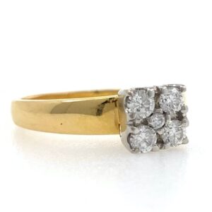 18kt / 750 yellow gold fancy square design diamond ladies ring 7lr198