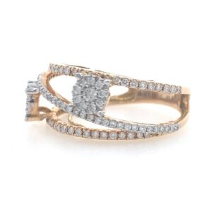 18kt / 750 rose gold 2 flower cocktail diamond ladies ring 7lr195