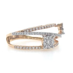 18kt / 750 rose gold 2 flower cocktail diamond ladies ring 7lr195
