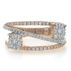 18kt / 750 rose gold 2 flower cocktail diamond ladies ring 7lr195