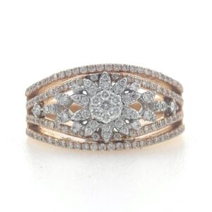 18kt / 750 rose gold micro setting flower diamond ladies ring 7lr158