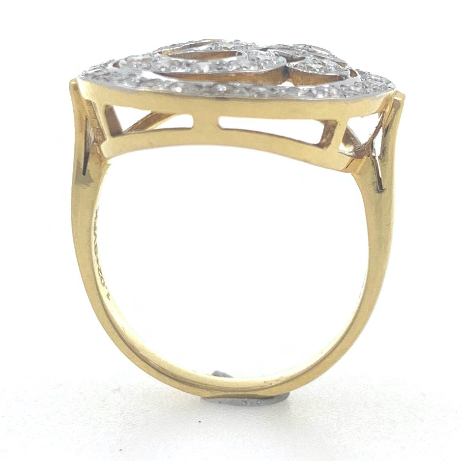 18kt / 750 yellow gold religious om diamond ring for women 7lr91 - Image 5