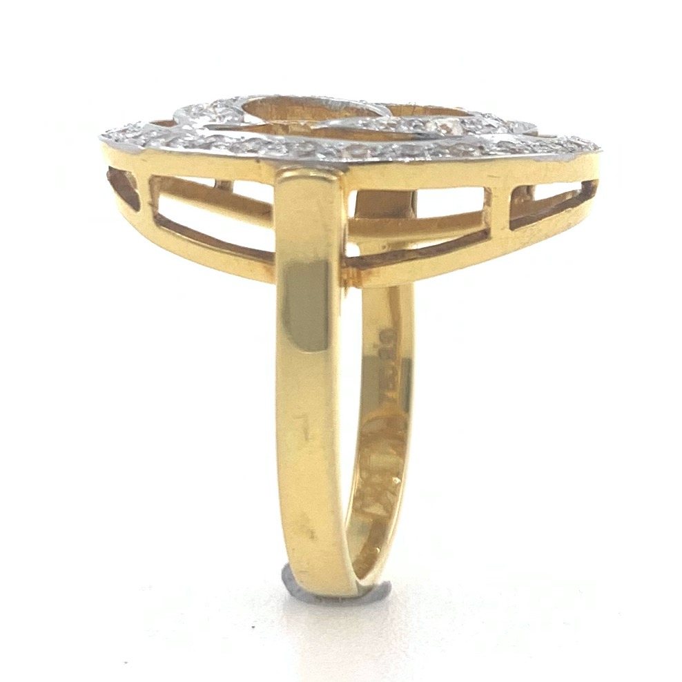 18kt / 750 yellow gold religious om diamond ring for women 7lr91 - Image 4