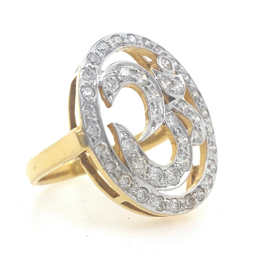 18kt / 750 yellow gold religious om diamond ring for women 7lr91 - Image 2