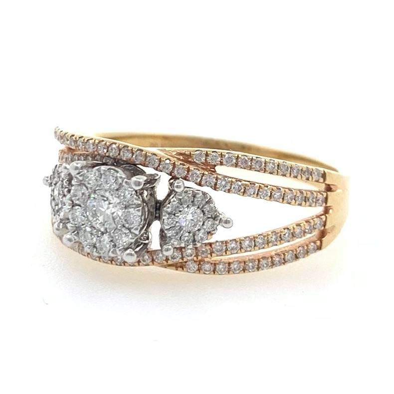 18kt / 750 rose gold pressure setting engagement ladies ring 7lr58 - Image 3