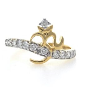 18kt / 750 yellow gold traditional om diamond ring for ladies 6lr268