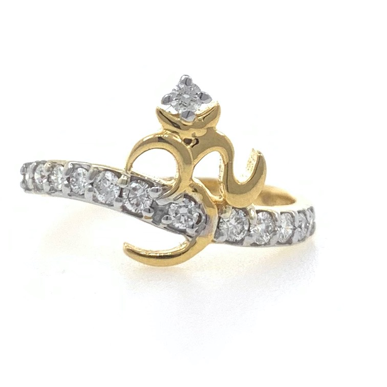 18kt / 750 yellow gold traditional om diamond ring for ladies 6lr268