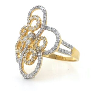 18kt / 750 yellow gold fancy cocktail diamond ring for ladies 6lr264