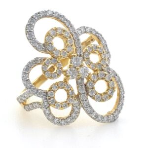 18kt / 750 yellow gold fancy cocktail diamond ring for ladies 6lr264