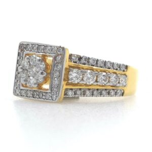 18kt / 750 yellow gold solitaire look engagement ring for ladies 6lr263