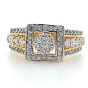 18kt / 750 yellow gold solitaire look engagement ring for ladies 6lr263