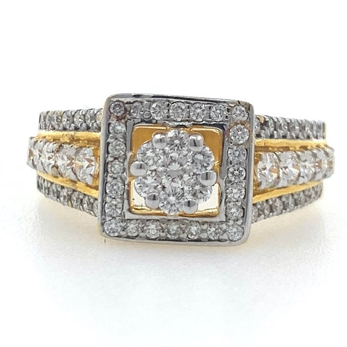18kt / 750 yellow gold solitaire look engagement ring for ladies 6lr263