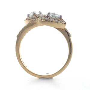 18kt / 750 rose gold two heart solitaire engagement ladies ring 6lr4