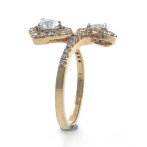 18kt / 750 rose gold two heart solitaire engagement ladies ring 6lr4