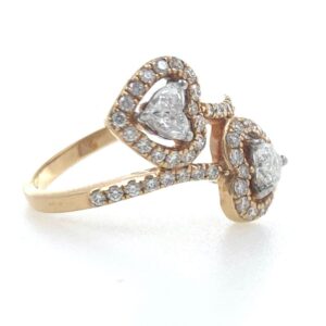 18kt / 750 rose gold two heart solitaire engagement ladies ring 6lr4