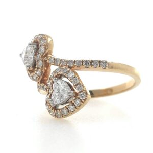 18kt / 750 rose gold two heart solitaire engagement ladies ring 6lr4