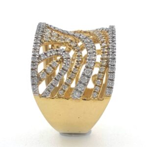 18kt / 750 yellow classic wave design diamond ladies ring 5lr682