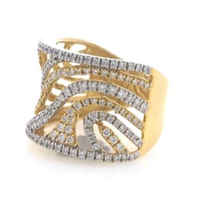 18kt / 750 yellow classic wave design diamond ladies ring 5lr682
