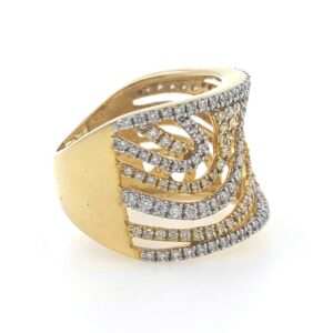 18kt / 750 yellow classic wave design diamond ladies ring 5lr682