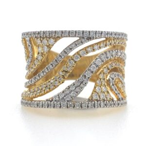 18kt / 750 yellow classic wave design diamond ladies ring 5lr682