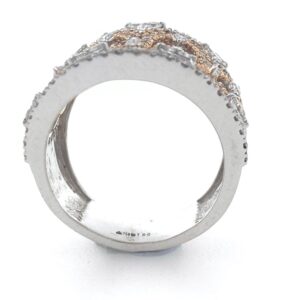 18kt / 750 rose gold 2 tone diamond band ladies ring 5lr733