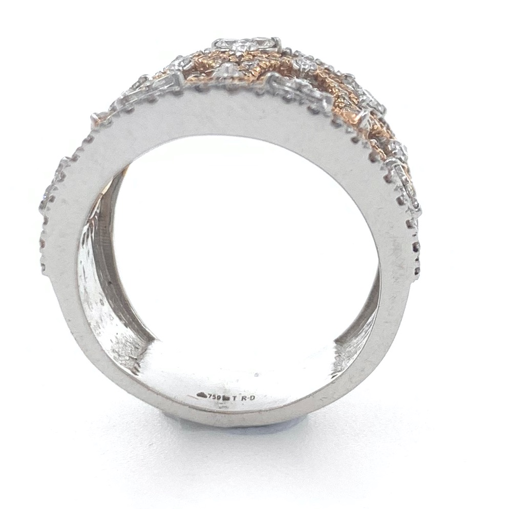 18kt / 750 rose gold 2 tone diamond band ladies ring 5lr733 - Image 5