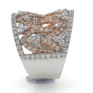 18kt / 750 rose gold 2 tone diamond band ladies ring 5lr733