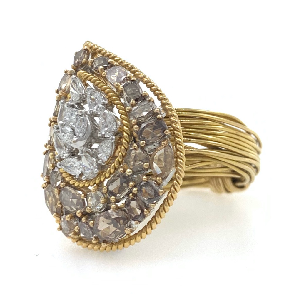 18kt / 750 yellow gold fancy cocktail ladies ring 5lr572 - Image 3