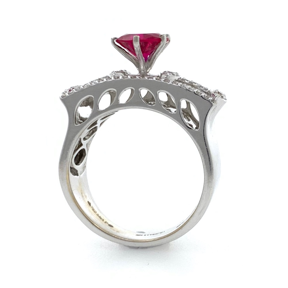 18kt / 750 white gold fancy micro setting diamond ladies ring lr63 - Image 5