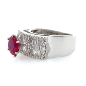 18kt / 750 white gold fancy micro setting diamond ladies ring lr63
