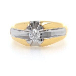 18kt / 750 yellow gold plain solitaire diamond band ring 9gr60