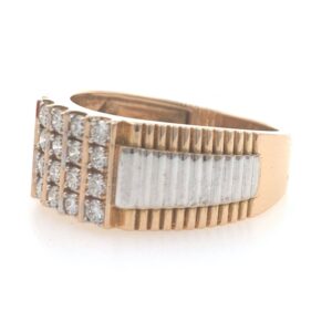 18kt / 750 rose gold fancy step handmade diamond gents ring 9gr39