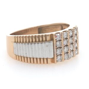 18kt / 750 rose gold fancy step handmade diamond gents ring 9gr39