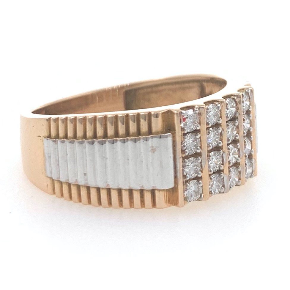 18kt / 750 rose gold fancy step handmade diamond gents ring 9gr39 - Image 2