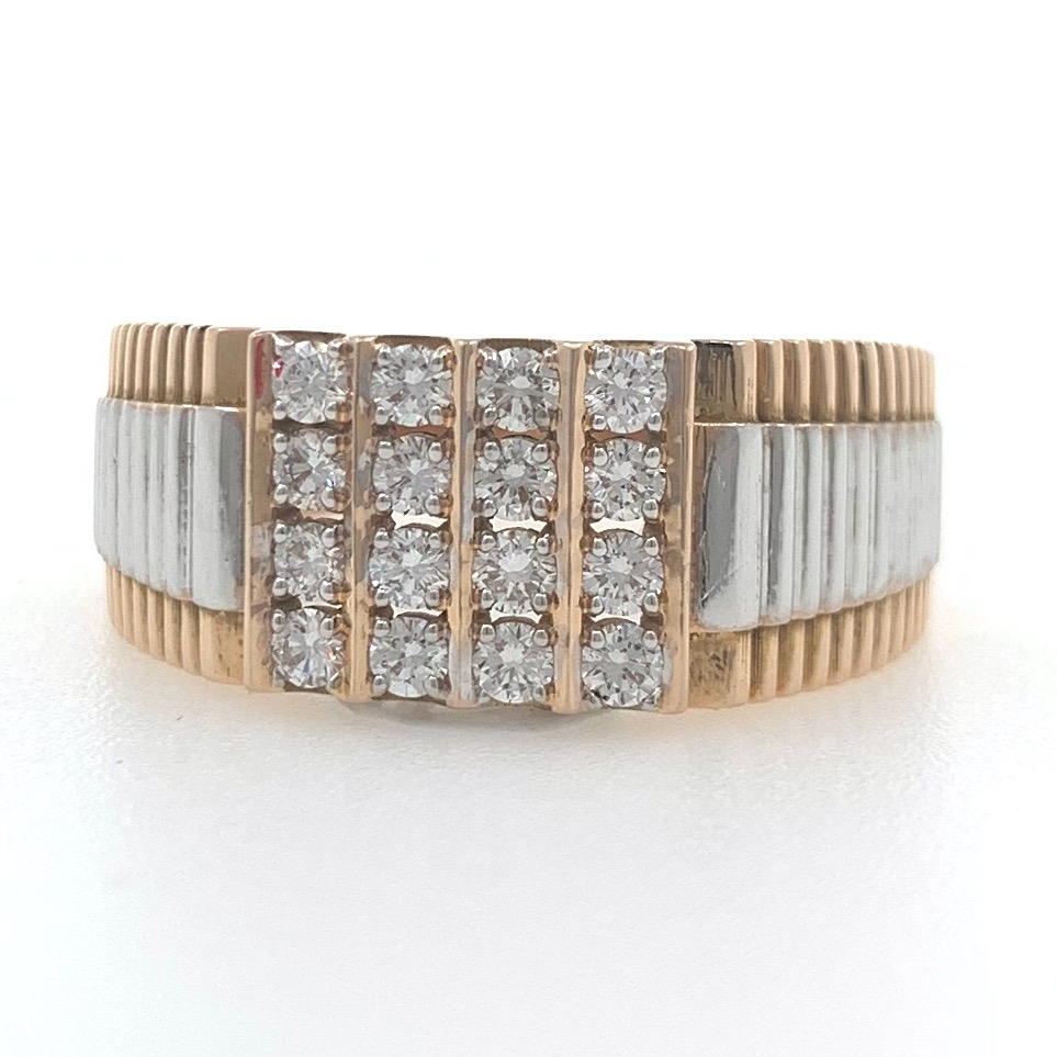 18kt / 750 rose gold fancy step handmade diamond gents ring 9gr39