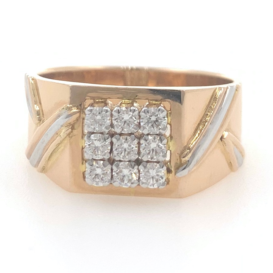 18kt / 750 rose gold fancy handmade diamond gents ring 9gr27
