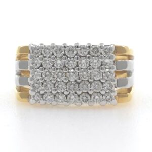 18kt / 750 yellow gold stronghold handmade diamond gents ring 9gr15