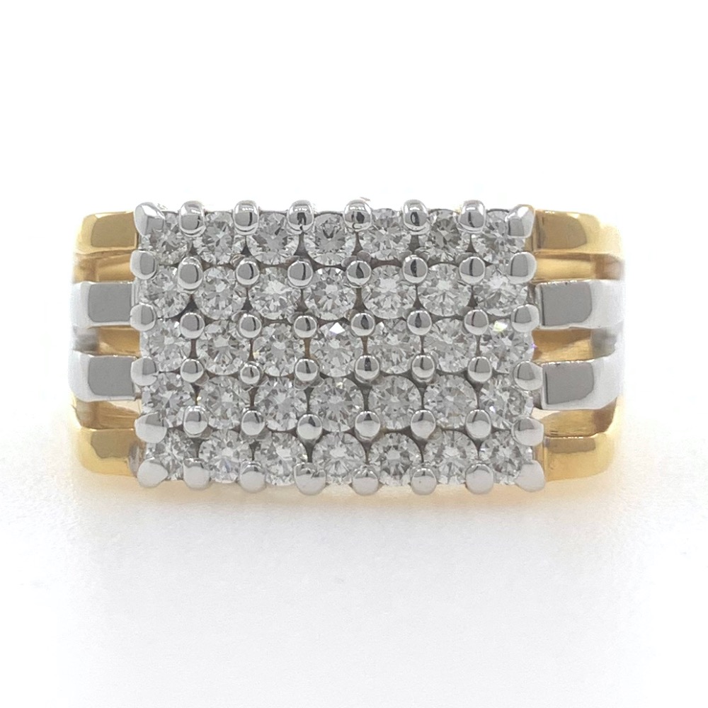 18kt / 750 yellow gold stronghold handmade diamond gents ring 9gr15