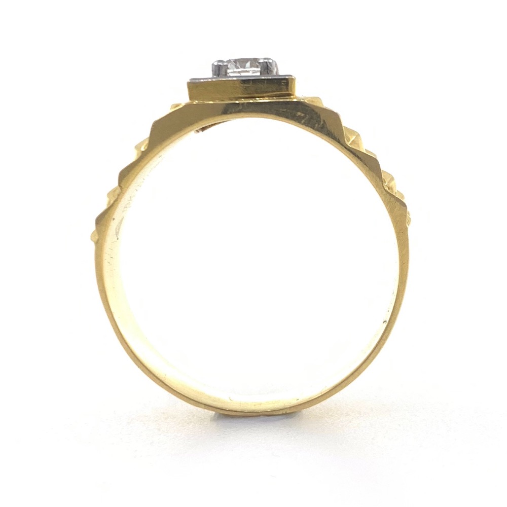 18kt / 750 yellow gold rajwada style solitaire diamond gents ring 9gr14 - Image 5