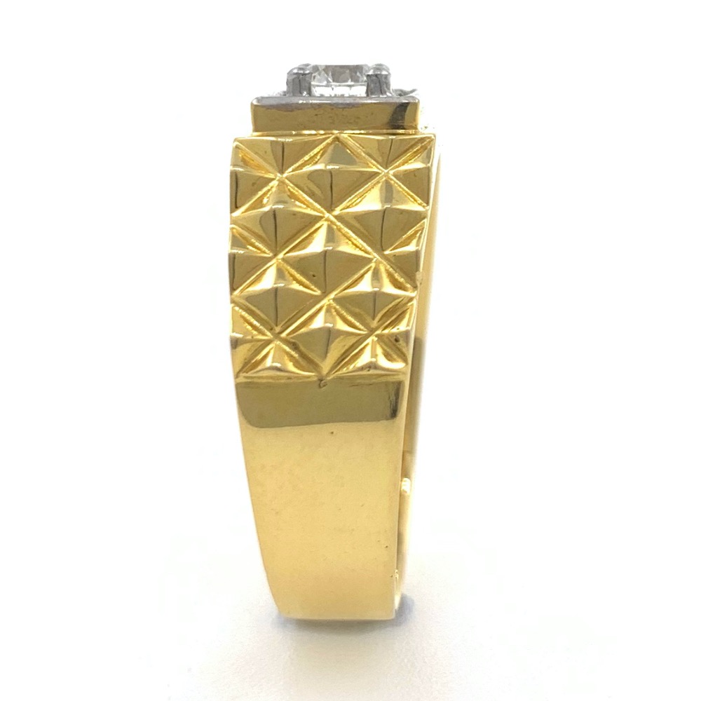 18kt / 750 yellow gold rajwada style solitaire diamond gents ring 9gr14 - Image 4