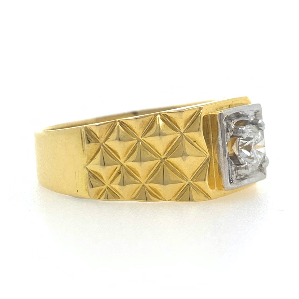 18kt / 750 yellow gold rajwada style solitaire diamond gents ring 9gr14 - Image 2