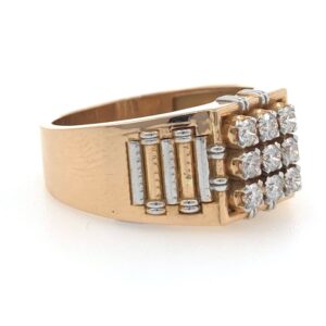 18kt / 750 rose gold masculine diamond gents ring 9gr12