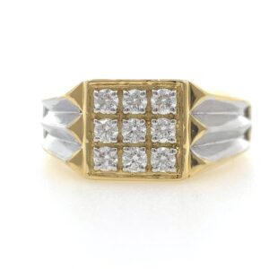 18kt / 750 yellow gold sword fancy handmade diamond gents ring 9gr11