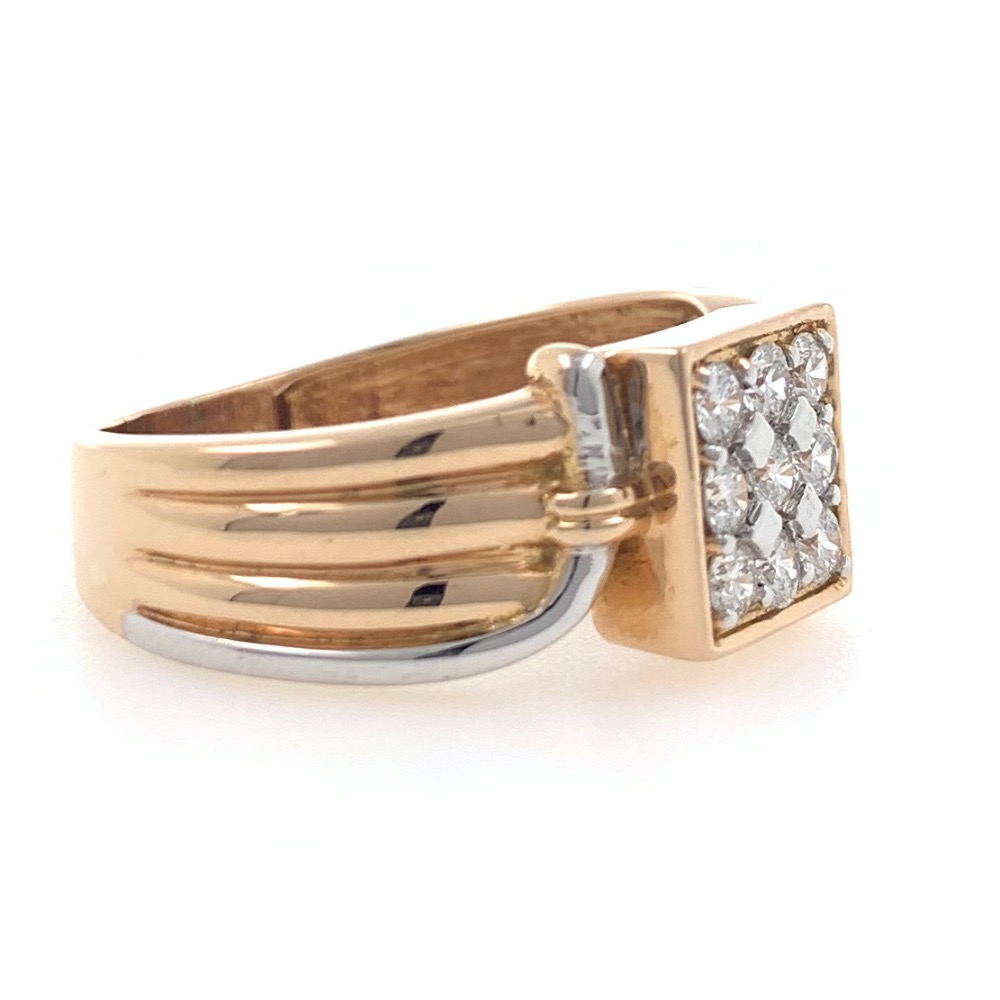 18kt / 750 rose gold fancy handmade box diamond gents ring 9gr10 - Image 2