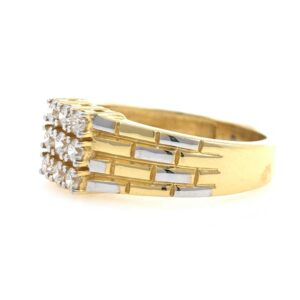 18kt / 750 yellow gold brick wall diamond gents ring 9gr8