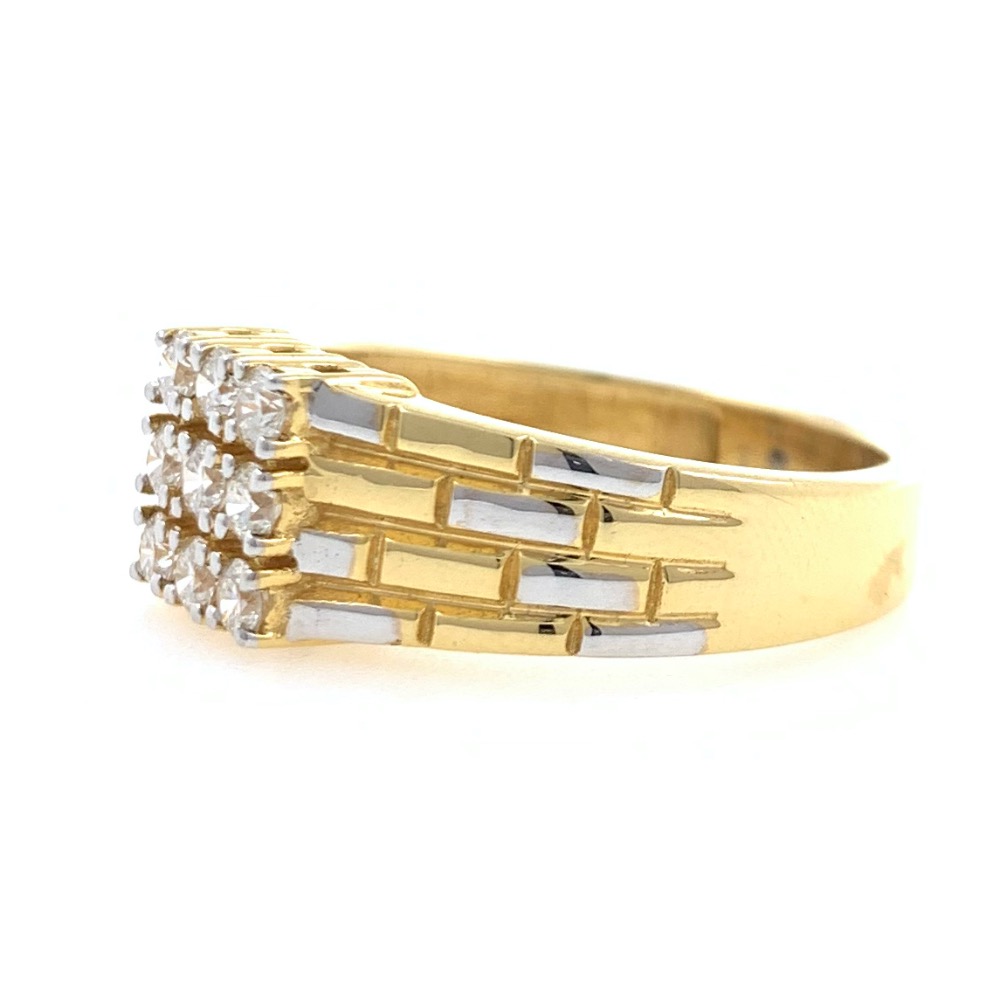 18kt / 750 yellow gold brick wall diamond gents ring 9gr8 - Image 3