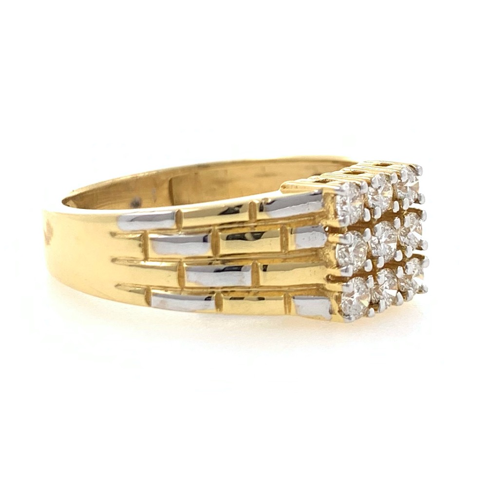 18kt / 750 yellow gold brick wall diamond gents ring 9gr8 - Image 2