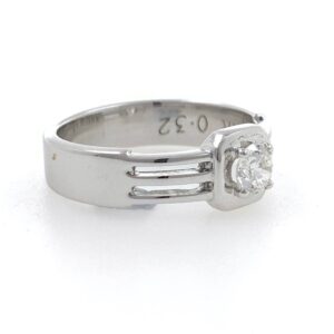 18kt / 750 white gold solitaire engagement diamond gents ring 9gr6