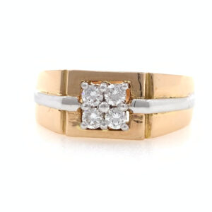 18kt rose gold handmade 4 diamond classic gents ring 8gr58