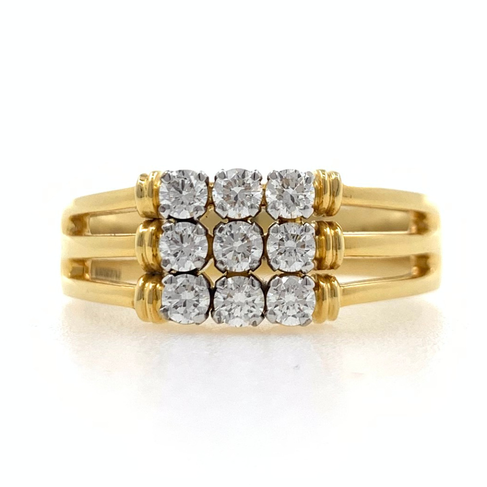 18kt yellow gold elegant 9 diamond gents ring 8gr14